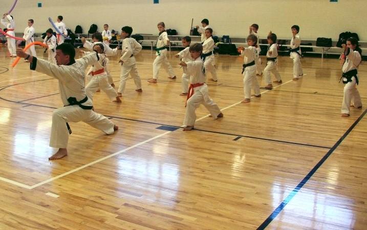 Mr. Marker teaches kids kung fu.
